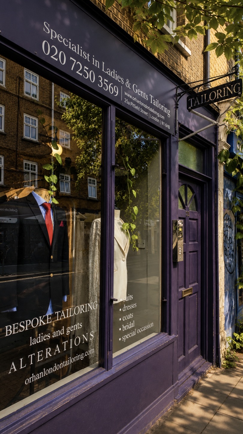 The Orhan London Tailoring shopfront on Pitfield Street, Shoreditch